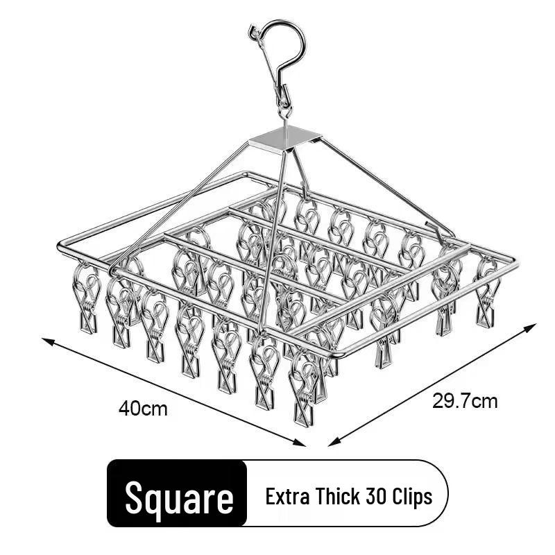 Wielofunkcyjny stojak do suszenia ubrań ze stali nierdzewnej z 20 klipsami do akademików i domów