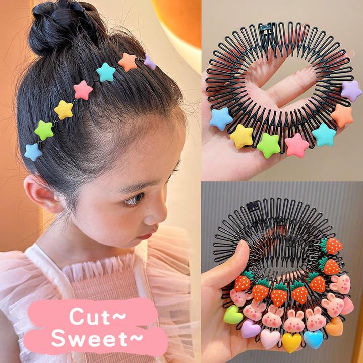 Bambini Y2k Star Pettine per capelli colorato Fascia per capelli rotta Fermagli per capelli Coniglio Copricapo carino Accessorio per capelli allungato per principessa