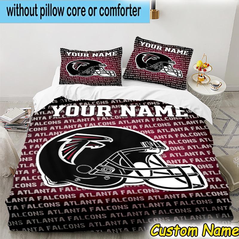 3pcs Custom Name Atlanta-Falcons Rise Up Bedding Set Includes 1 Duvet Cover & 2 Pillowcases for All Seasons Dormitory Home Decor Christmas gifts