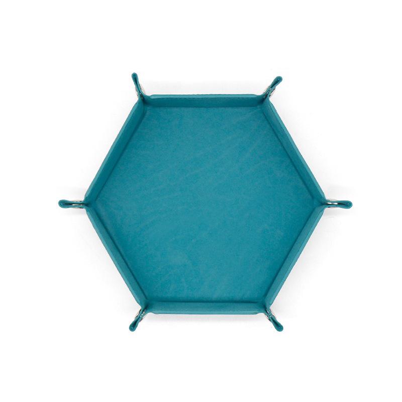 Hexagonal Velvet Dice Tray: Portable, Foldable PU Storage for Tabletop Games
