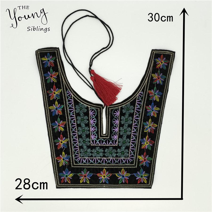 Embroidery Color Lace Collar Ethnic Style Diy Lace-Up Lace False Collar Dress Accessories