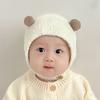 Super cute baby autumn and winter new children's thermal hat cute double ball hat warm ear protector knitted wool hat