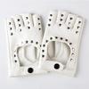 Women's Dance Half Finger Gloves Performance Short Cyberpunk Rivet Pole Dance Dew Finger Street Dance Nightclub Leather Gloves