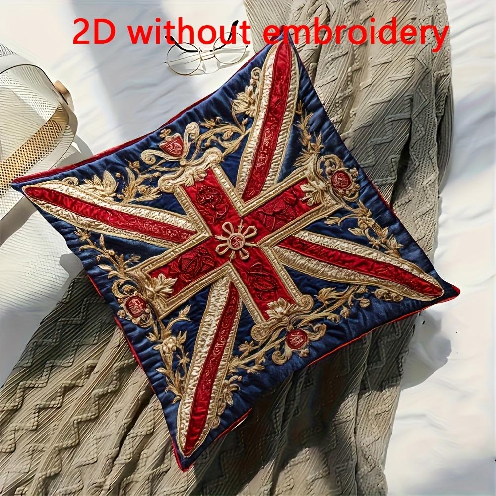 2D Gedruckte Luxus Union Jack Kissenbezug Vintage Barock Gold Effekt Weicher Dekokissenbezug Für UK Heimdeko Geschenk