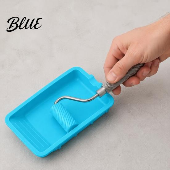 Silicone Paint Tray Mini Glue Roller with Tray Applicator Anti-slip Artistic Wall Painting Tool Handle Reusable Spreader for Woodworking,