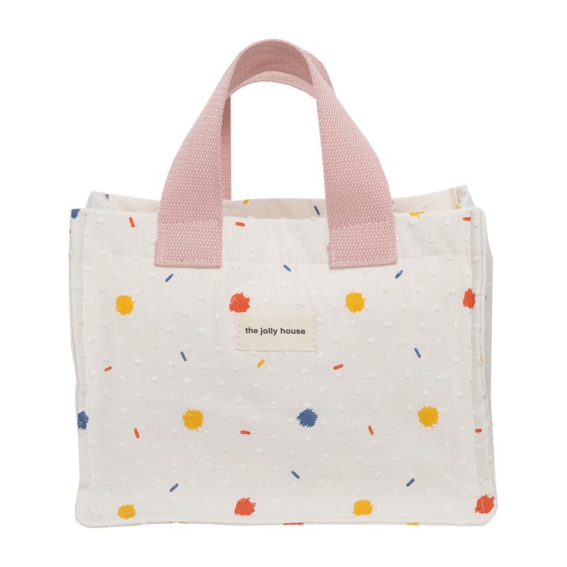 Yeah language/small fresh literary picnic floral lunch box bag bento bag hand carry versatile hand carry small square bag