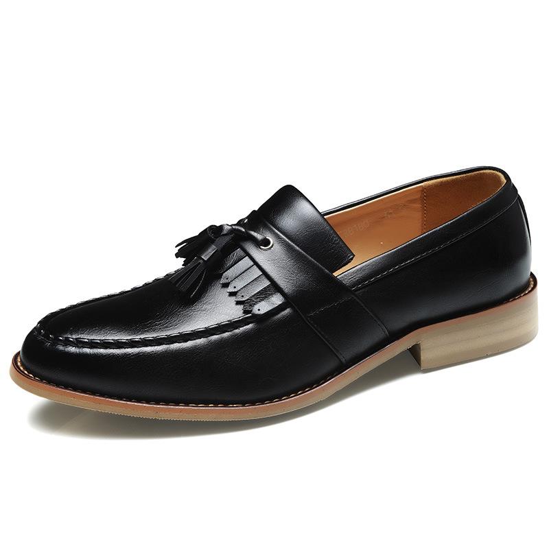 Spring Men s New Arrival: Stylish Korean Trendy Casual & Business Formal Leather Pointed Toe Shoes 44 чёрный