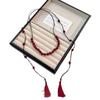 Fashion Personality Red Glass Bead Beaded Tassels Necklace for Women Retro Ethnic Double-layer Fold Wear Sweater Chain Jewelry