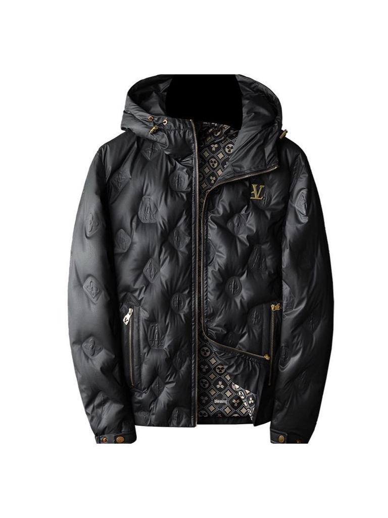 Luksusowa męska kurtka puchowa z kapturem - Europejska wysokiej klasy 90 biały puch kaczy zimowy płaszcz