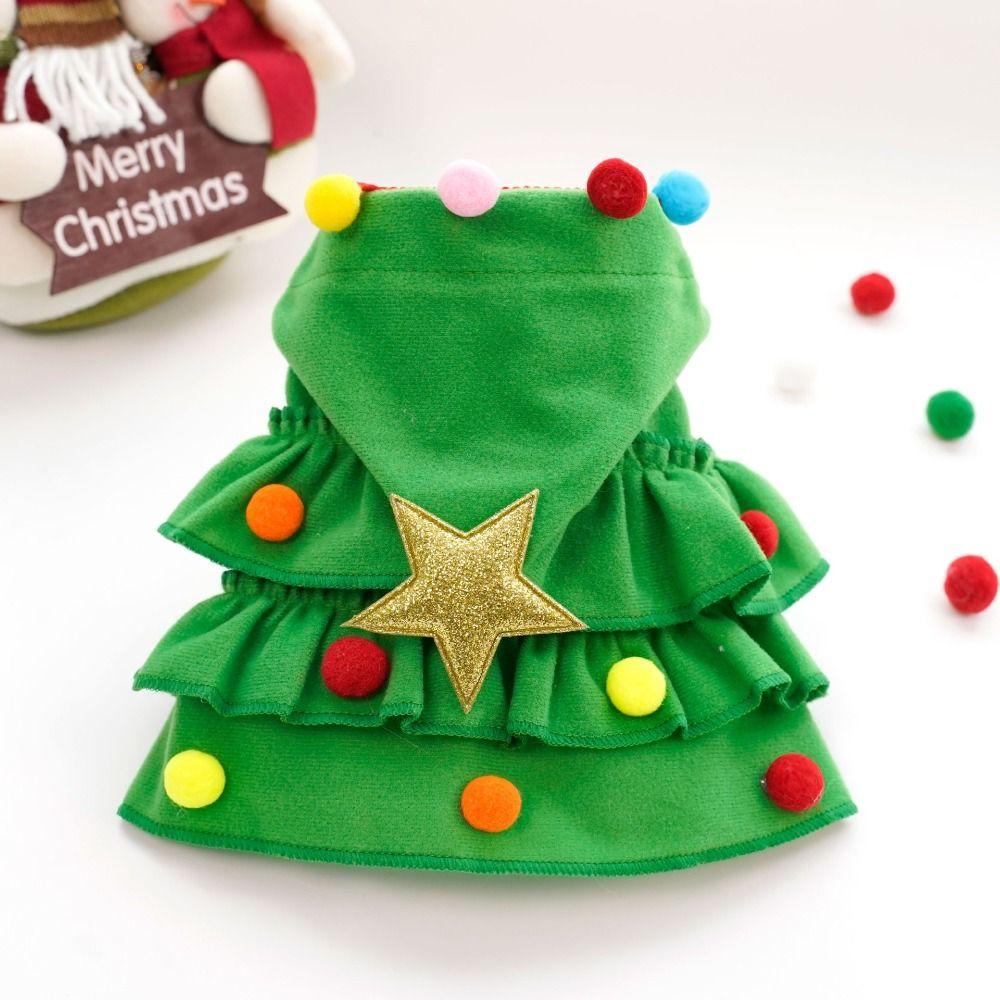 Colorful Pet Cape Santa Tree Costume Puppy Coat Trendy Christmas Dog Cloak