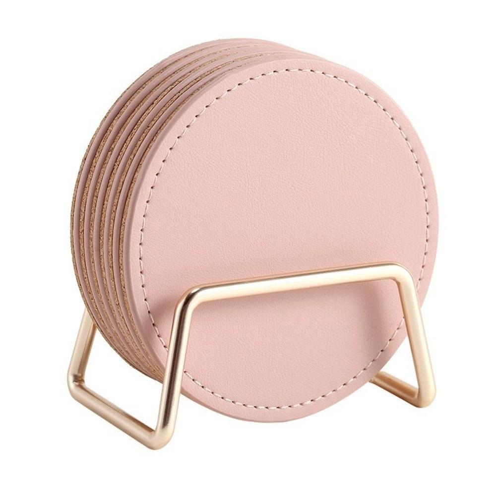 Waterproof PU Leather Cork Coaster Tabletop Protection Spill-proof Drink Cup Mat Non Slip Holder Set Coffee Mug Cushions Bar