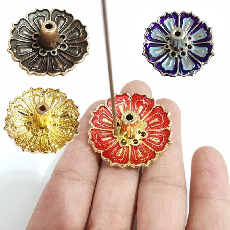Alloy Incense Burner Stick Holder Plate Buddhism Lotus Censer Incense Holder Bronze Sandalwood Coil Base Teahouse Home Decor