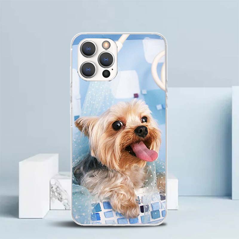 

Yorkshire Terrier Dog Puppy Soft Cover for iPhone 16 17 Air 15 14 Pro Max 16E Phone Case 13 Mini 12 11 7 SE 8 Print Pattern Fit iPhone 11