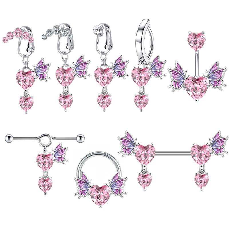 Кольцо для пупка из нержавеющей стали в форме крыльев в форме сердца — фото 13