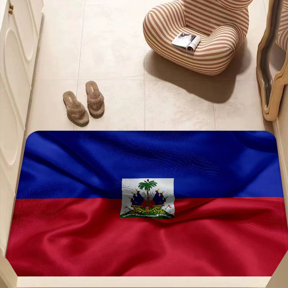 Vintage Haiti Haitian Flag Hallway Carpet Non-Slip Laundry Room Mat Laundry Decor Balcony Child Living Room Toilet Rug