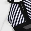 2026 Plus Size Lace Stripe One-Piece Swimsuit