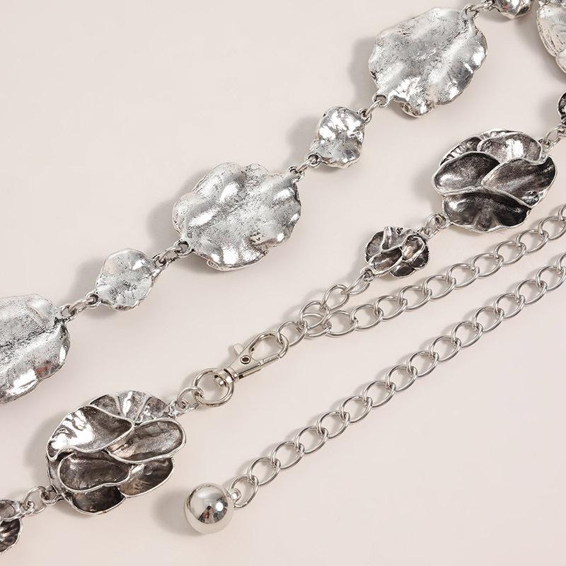 High-end Women's Waist Chain Three-dimensional Flowers Fashionable Atmospheric Metal Waist Chain Sweet and Cool Style Stacked Women's Waist Chain