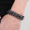 Vintage Schwarzes Cuban Link Kettenarmband für Herren 19 mm Breite Edelstahl Herrenarmband Modeschmuck-Accessoire für Männer