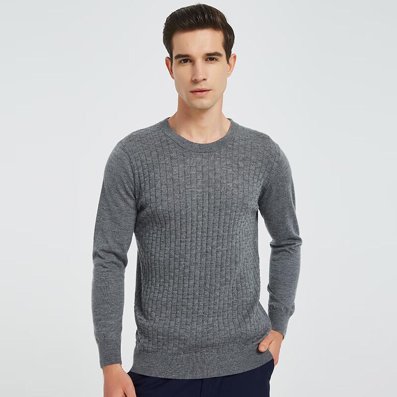 Hengyuanxiang Men's Pure Cashmere Round Neck Thin Sweater
