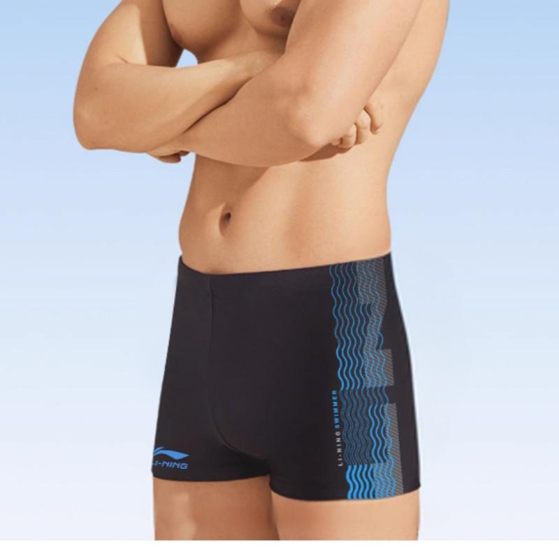 Li Ning Quick-Dry Professional Swimming Trunks Men Swimwear Blue LSKV389-3