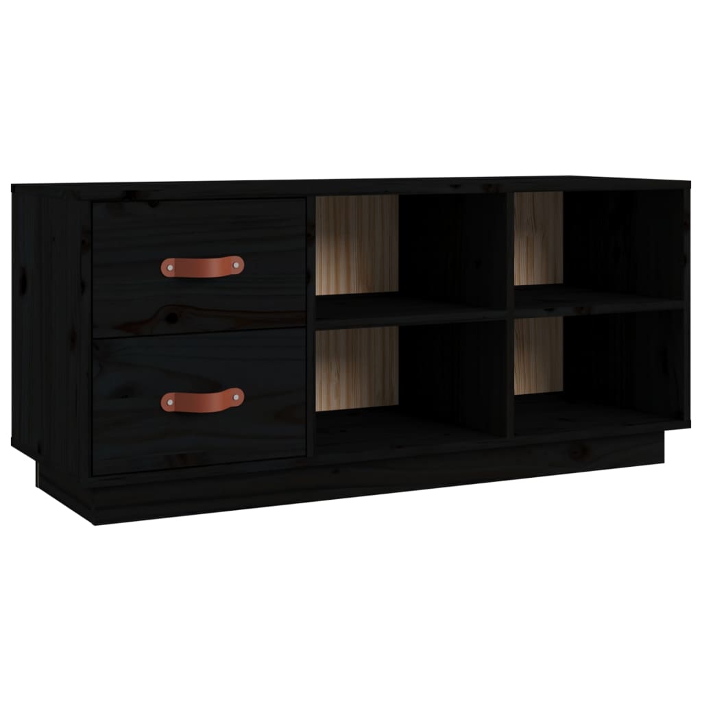 Shoe Bench Black 100x34x45 Cm Solid Pine Wood