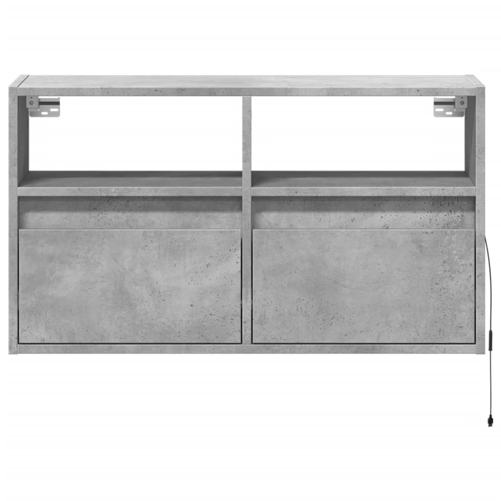 Wall Mounted TV Cabinet with LED Lighting Concrete Grey 80 x 31 x 45 cm