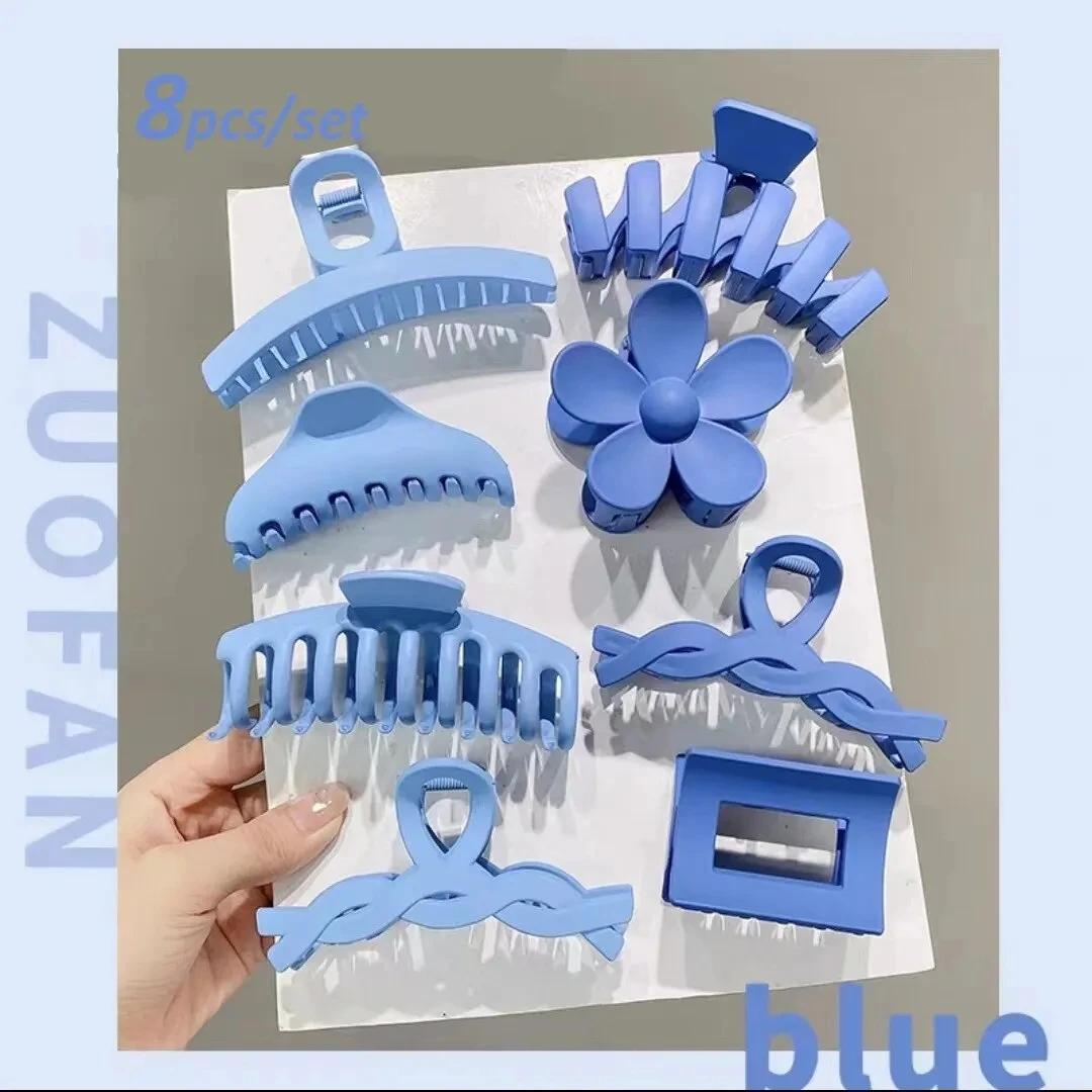 

8PCS Headwear Set Fashion Hair Claw Clip for Women Simple Acrylic Large Hair Claw Girls Hairpins Clip Barrette Hair Accessories
