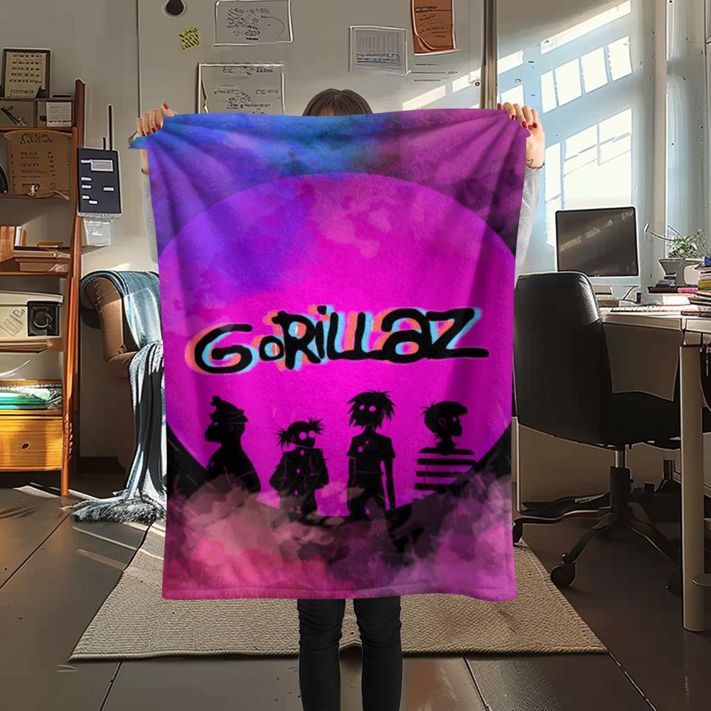 1 Stück Gorillaz Print Flanelldecke, Hohe Qualität, Bequem für alle Jahreszeiten, Heimdekoration, Wärme und Komfort, Perfekt für Weihnachtsgeschenke