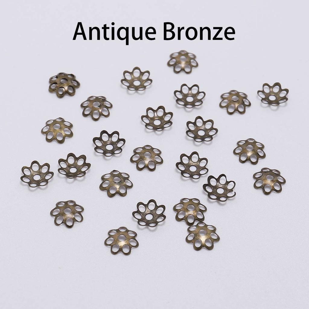 600 teile/los 6mm Hohle Blume Metall Filigrane Lose Spacer Bead Caps Kegel Ende Filigrane Für Diy Schmuck Finden Herstellung liefert