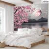2D Cherry Blossom Full Moon Backdrop Lake Mountain Background