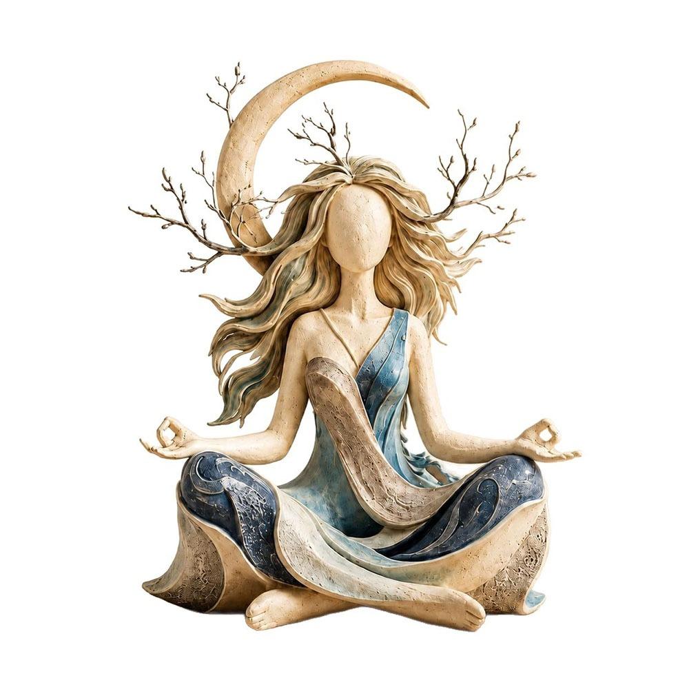 Faceless Seated Meditation Yoga Goddess Figurine Mother Earth Home Sculpture Desktop Decor