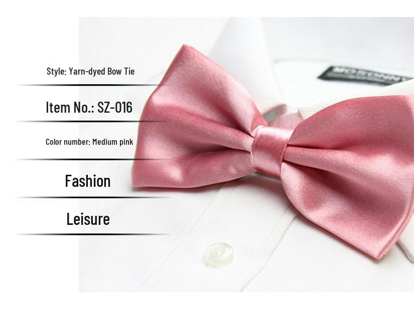 Solid Color Formal Wedding Bow Tie for Men - Customizable Logo and Multi-Color Options