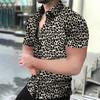 Camicie Hawaiane Estive da Uomo Collo a Revers Camisa Stampa 3D Leopardo Camicie Uomo Donna Manica Corta Camicetta Monopetto
