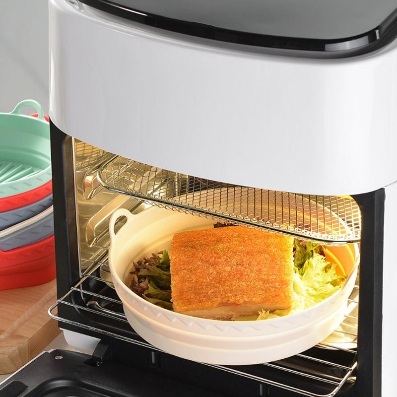 Foldable Air Fryer Silicone Mould Reusable Air Fryer Basket Food Safe Non Stick Air-Fryer Kitchen Accessorie Cooking Tool