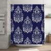 Blue Shower Curtain with White Floral Patterns Bath Decor for Bathroom Waterproof Fabric 72 Long (Set)