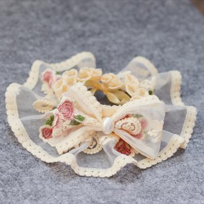 Yousheng Pet Collar Bib Embroidery Flower Lace Bandana Lovely Dress Up Cat Dog Bow Neckerchief Saliva Towel Pet Accessories