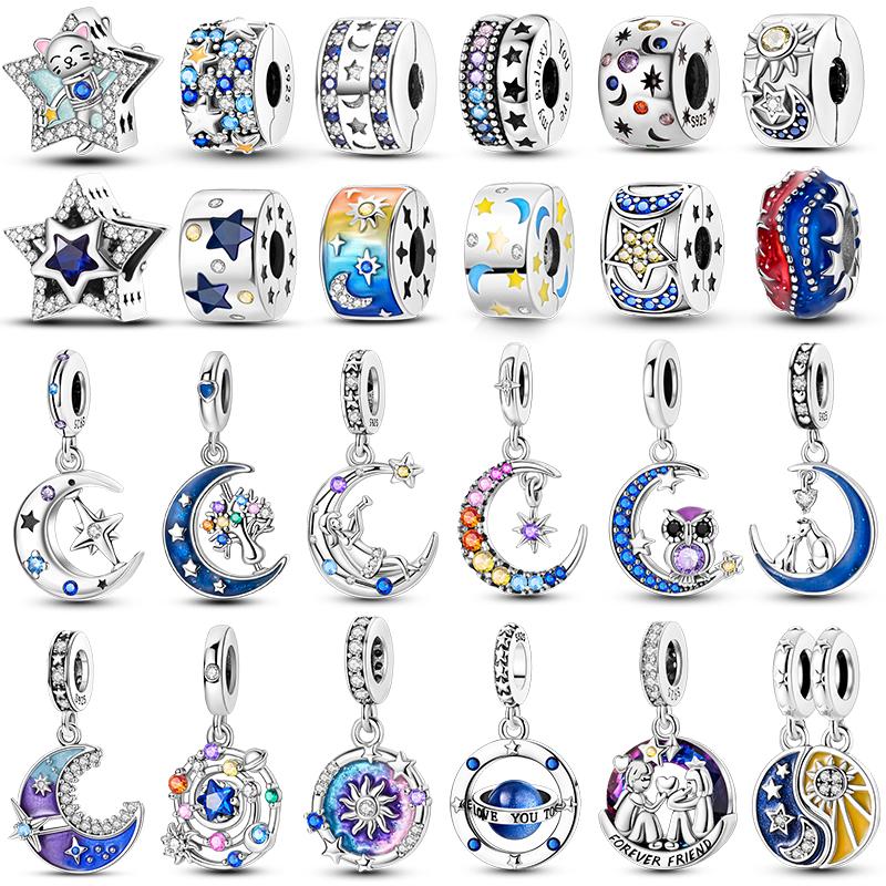 Charms Bead Copper Starlit Sky Moon Sun Earth Universe Charm Fit Bangle Bracelet Necklace Diy Jewelry