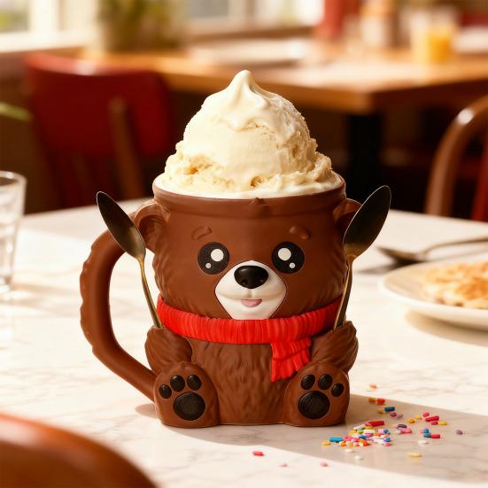 Yousheng Polar Bear Ice Cream Holder with Hidden Snack Drawer Ice Cream Cup Sleeve for 16oz Pint & Beer Can Cute Cute Ice Cream Accessory