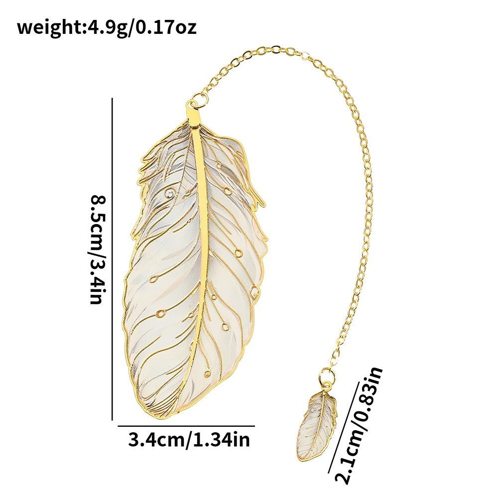 Metal Metal Bookmark Feather Shape With Feather Pendant Book Page Marker Pagination Mark Book Lovers Writers Readers