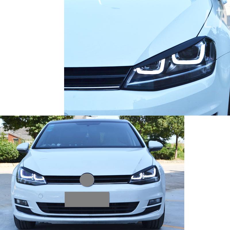 Potrivit pentru accesorii VW Goft 7 2014 2015 2016 2017 far sprânceană pleoapă capac decorativ ornamente din fibră de carbon neagră lucioasă