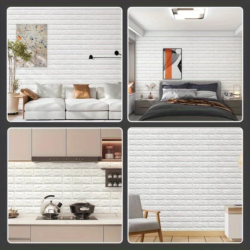 5/10pcs 3D Wall Stickers Self Adhesive Wallpaper Panel Home Decor Living Room Bedroom Decoration Bathroom Kitchen House Sticker