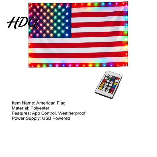 Weerbestendig LED Vlag Amerikaans Licht 3x5 FT Waterdicht Buiten Patriottisch met Kleurrijke Lichten voor 4 juli Memorial Day Veteranen