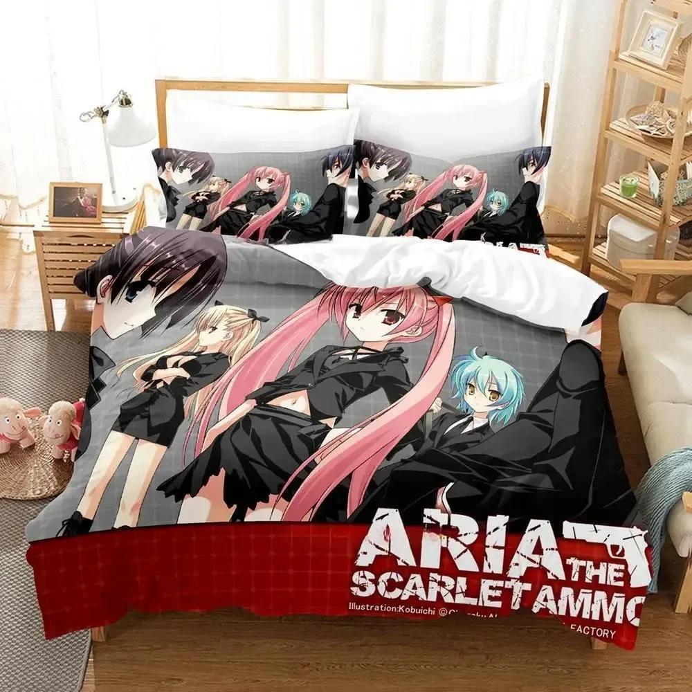 3d Anime Game Aria the Scarlet Ammo Bedding Set Printed With Pillowcase Bed Duvet Cover Soft Single Double Queen Super King Size