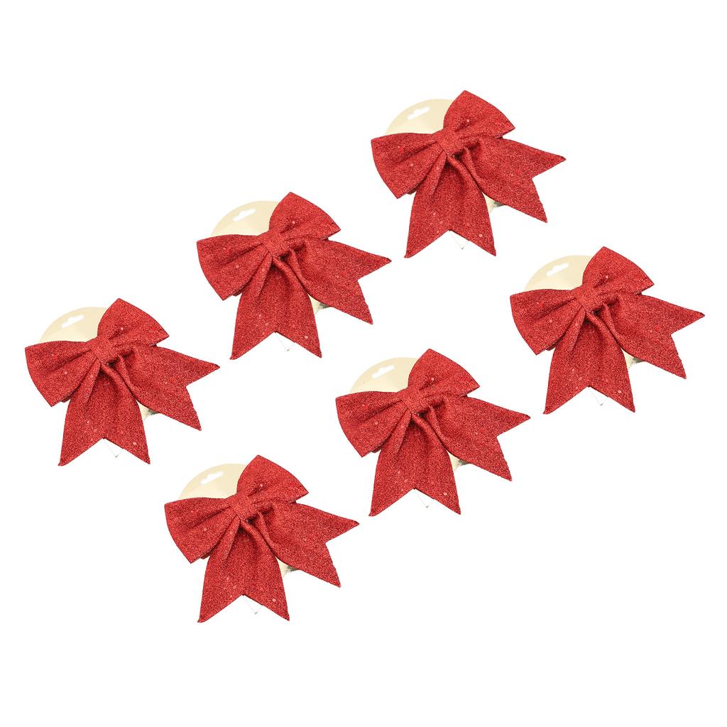 6pcs Glitter Bow Ornaments Multifuntional Party Accessories Xmas Decorative Glitter Ties for Valentine Day Wedding