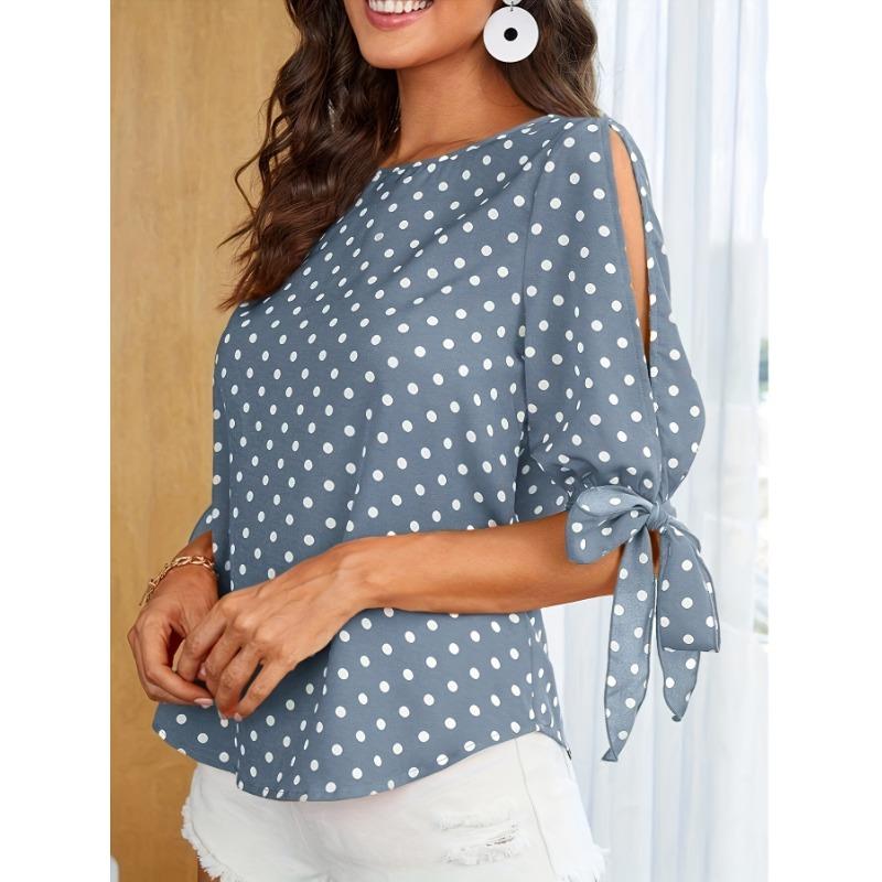 

Женский летний топ с круглым вырезом, перекрещивающимися бретелями и бантом на плечах XL светло-синий