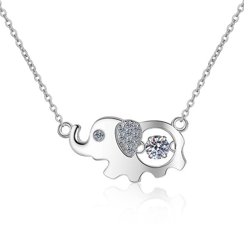 Sterling Elefanten Anhänger Halskette Mit Moissanit Stein Zarte Kette Damen Tier Schmuck Geschenk