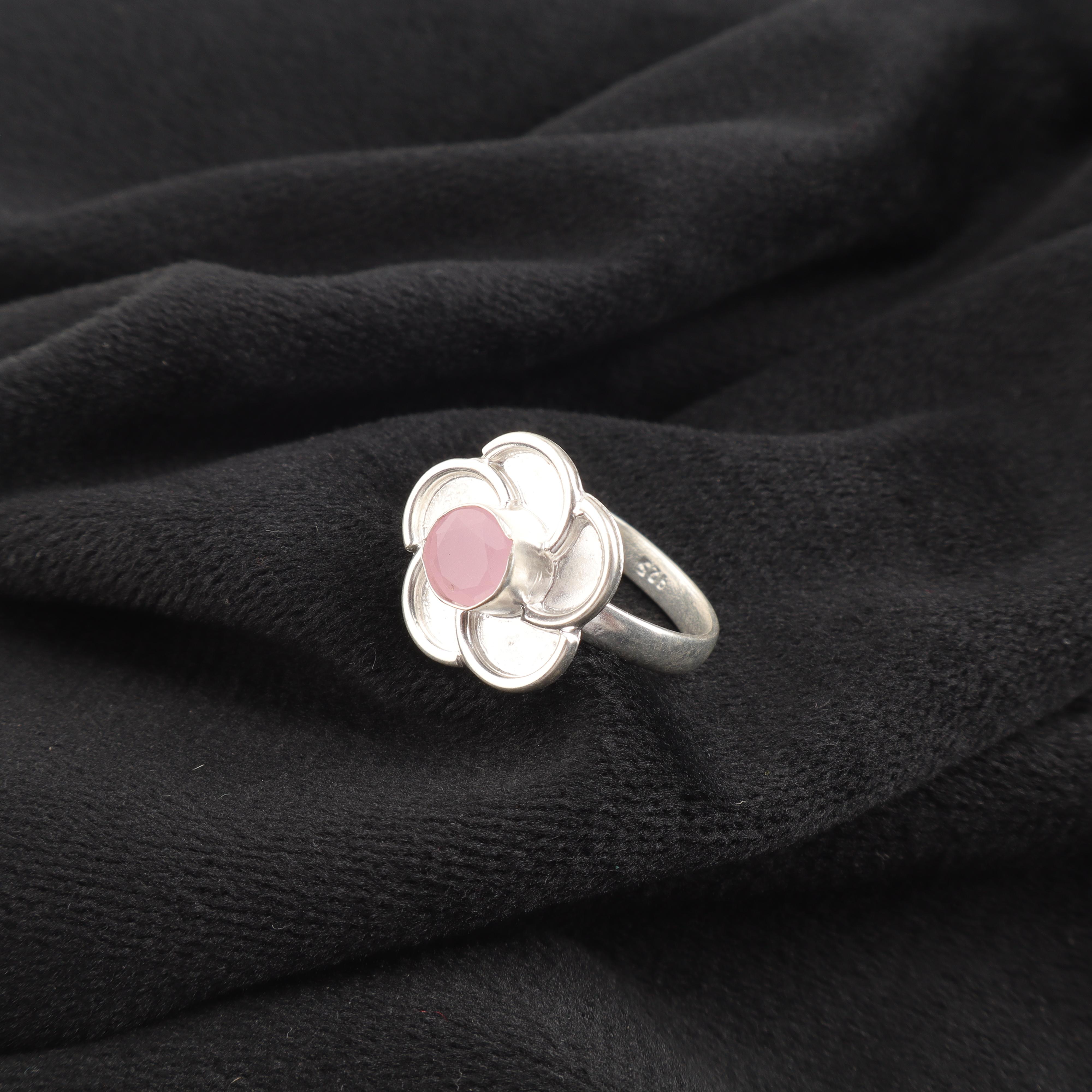 

Украшения из самоцвета розового халцедона, Ювелирные изделия из стерлингового серебра 925 пробы, Кольцо ручной работы, Очаровательные украшения для свадебного подарка 12 розовый