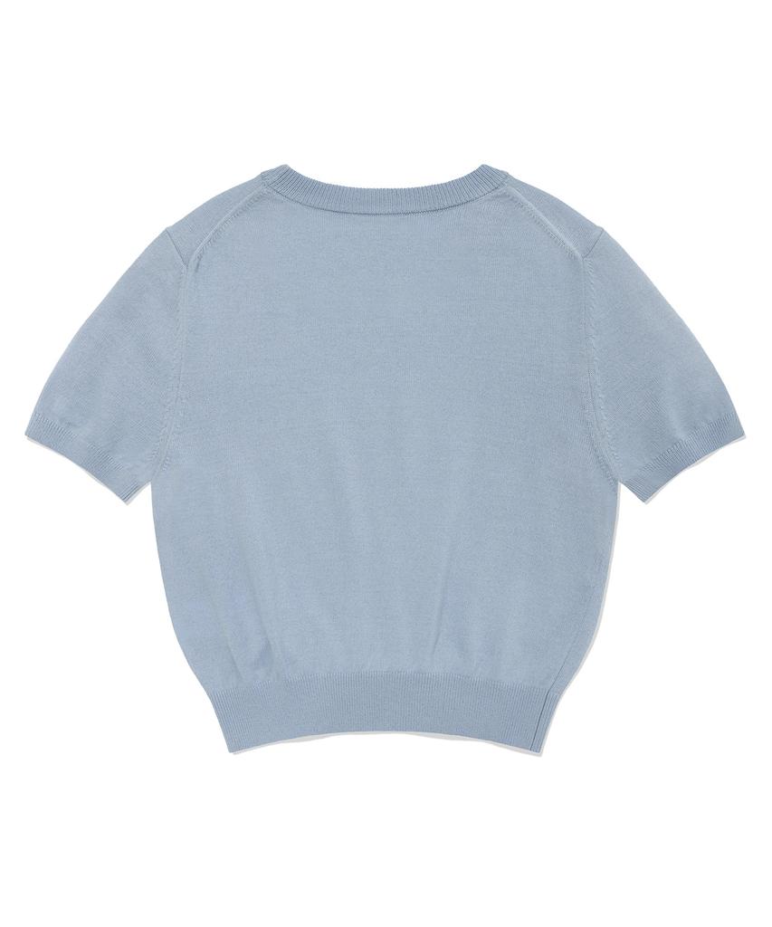 COVERNAT WOMAN Twist Wool Short Sleeve Knit Light Blue