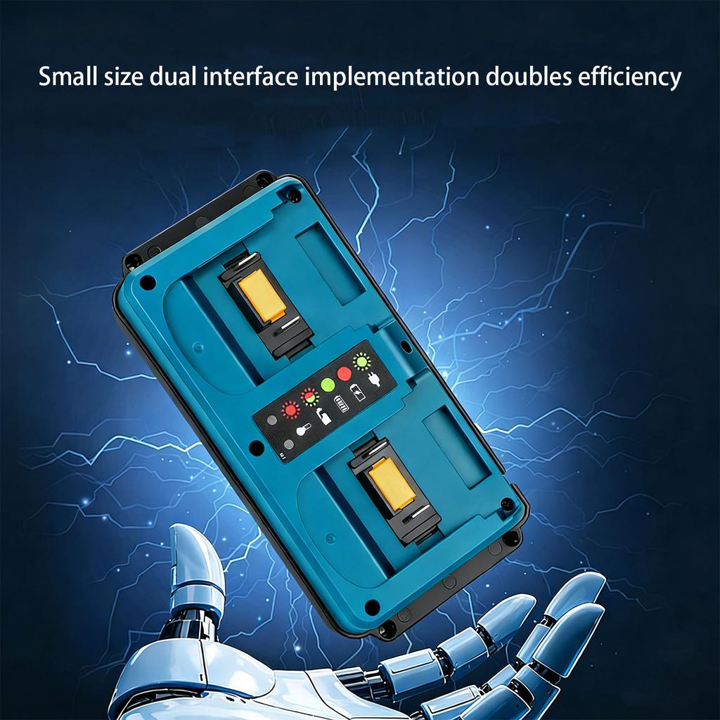Double Port Battery Charging Base Charging Adapter ABS Texture Suitable for Multiple Tool Batteries with Waterproof Cord