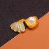 Meilong Shell Pearl Pendant Luxury Zircon Necklace for Women, Gold Electroplated.